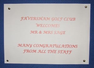 Faversham Golf Club Wedding Welcome Message